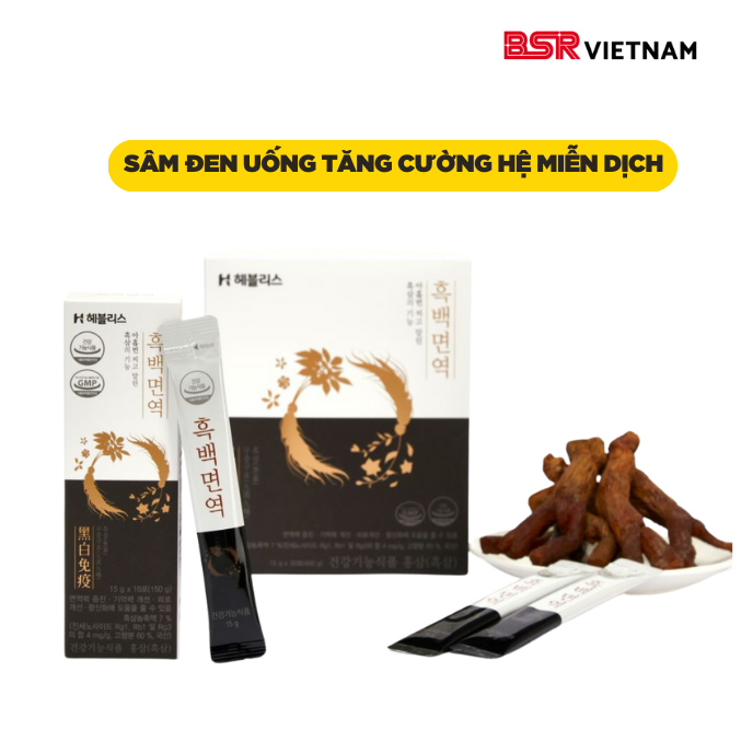 Sâm uống cao cấp giúp tăng cường sức khỏe, cải thiện trí nhớ Heblis Black & White Immune Hàn Quốc