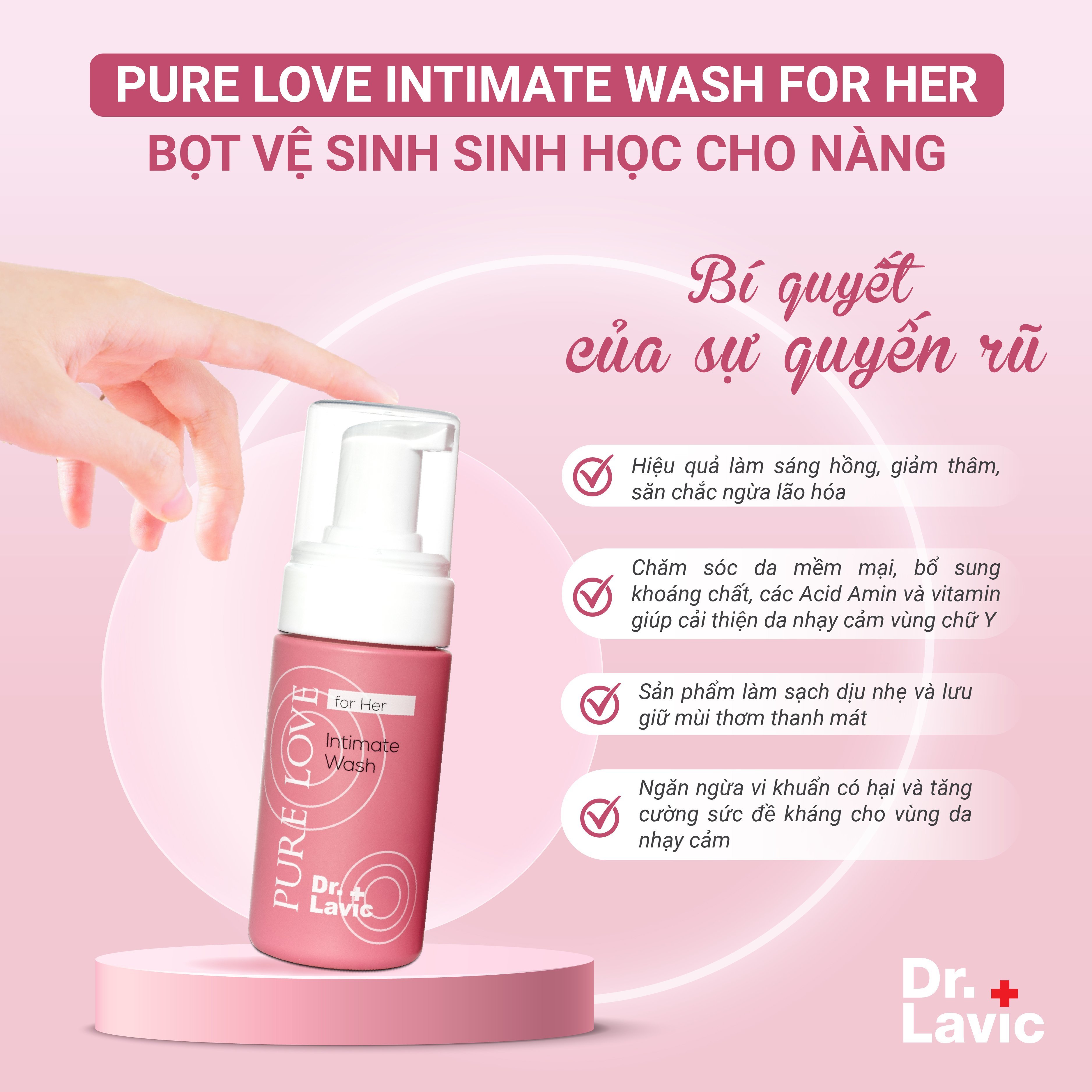 Dung dịch vệ sinh phụ nữ Dr.Lavic Pure Love Intimate Wash For Her dạng bọt sạch thơm mát 100ml - DR940