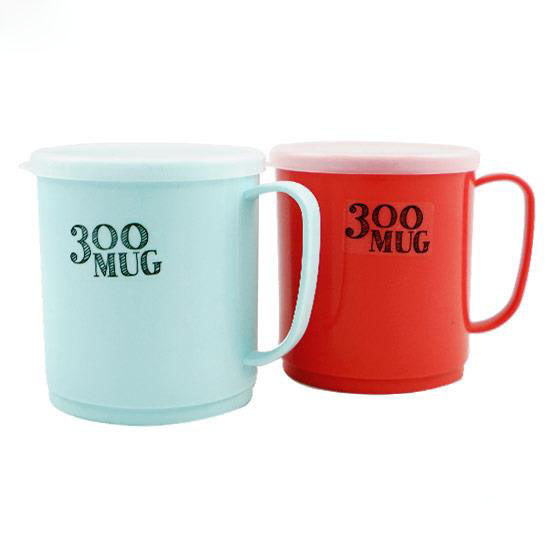 Bộ 2 cốc uống nước có nắp nhiều màu in chữ K519-1 300ml Nội địa Nhật Bản