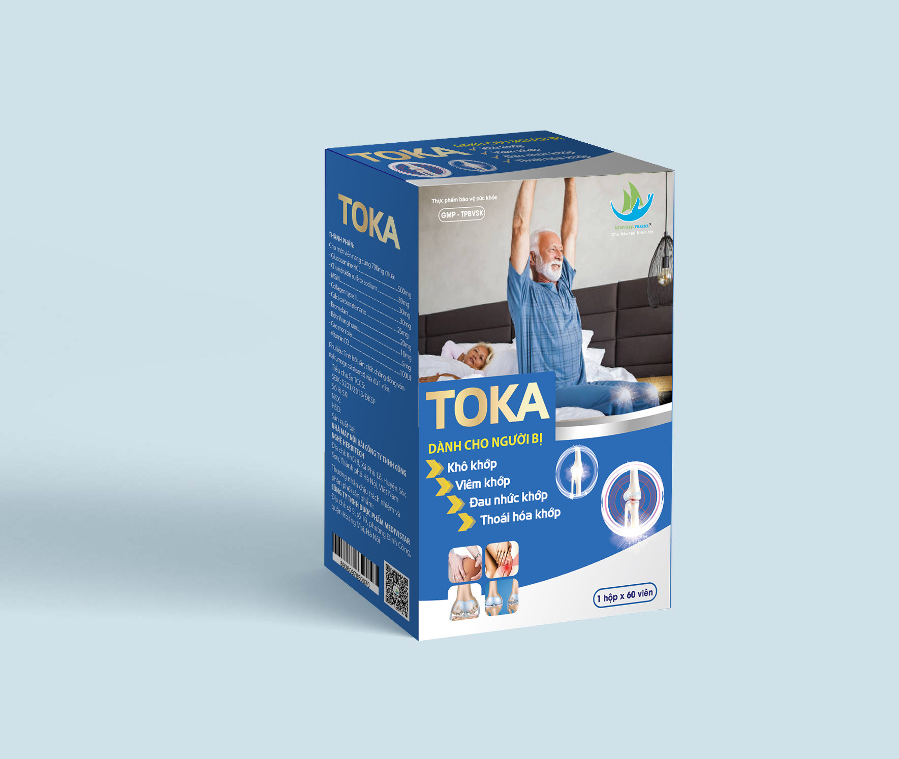 Combo 4 Lọ Viên Uống Bổ Khớp TOKA Hỗ Trợ Làm Chậm Thoái Hóa Khớp, Bổ Sung Dưỡng Chất Giảm Khô Khớp Giúp Vận Động Dễ Dàng Linh Hoạt 60 Viên/Lọ