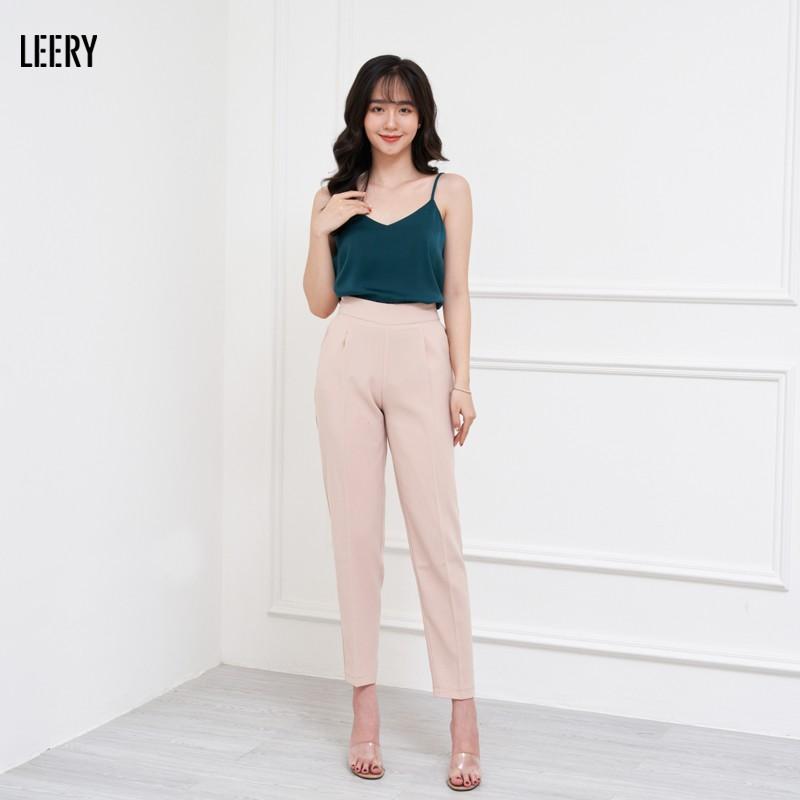 Quần tây nữ công sở quần baggy lưng cao ống đứng thiết kế lưng thun cao cấp màu Đen Xanh Be Ghi Hồng QD-16