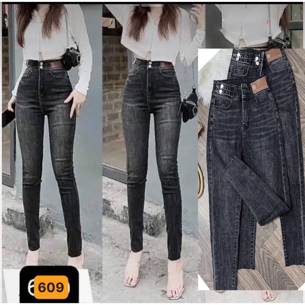 Quần jean nữ lưng cao dáng ôm chất vải jean cotton cao cấp - TCS502