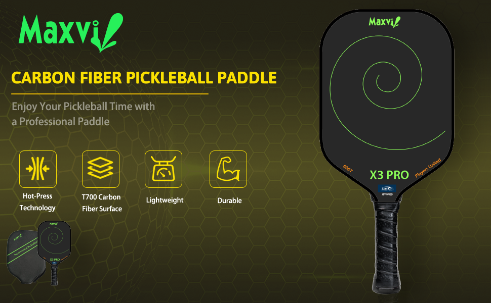 VỢT PICKLEBALL MAXVI X3 PRO MẶT CARBON DÀNH CHO NGƯỜI CHƠI THƯỜNG XUYÊN
