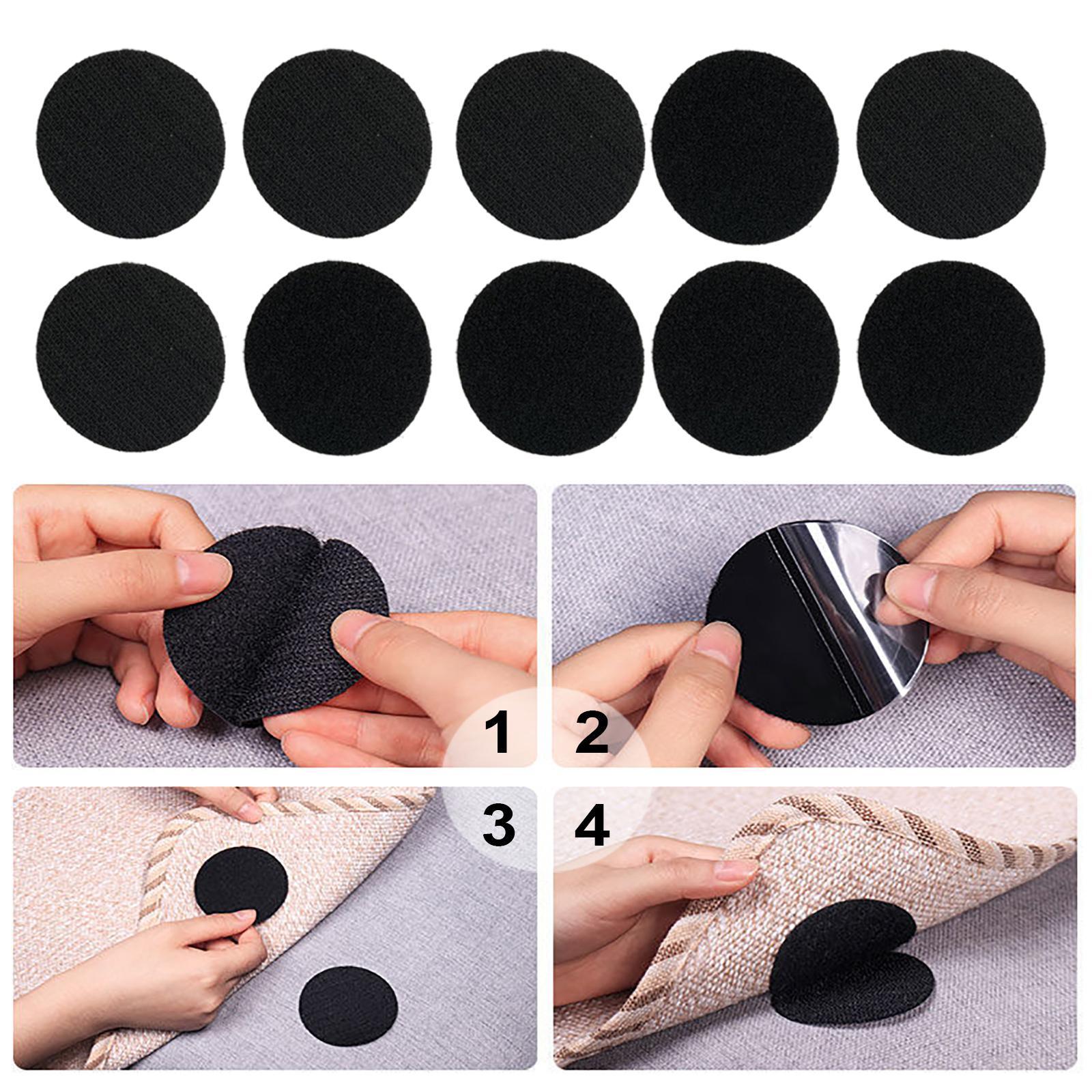 10Pcs Double Sided Adhesive Pads Strong for Bed Sheet Carpet Home Office Round