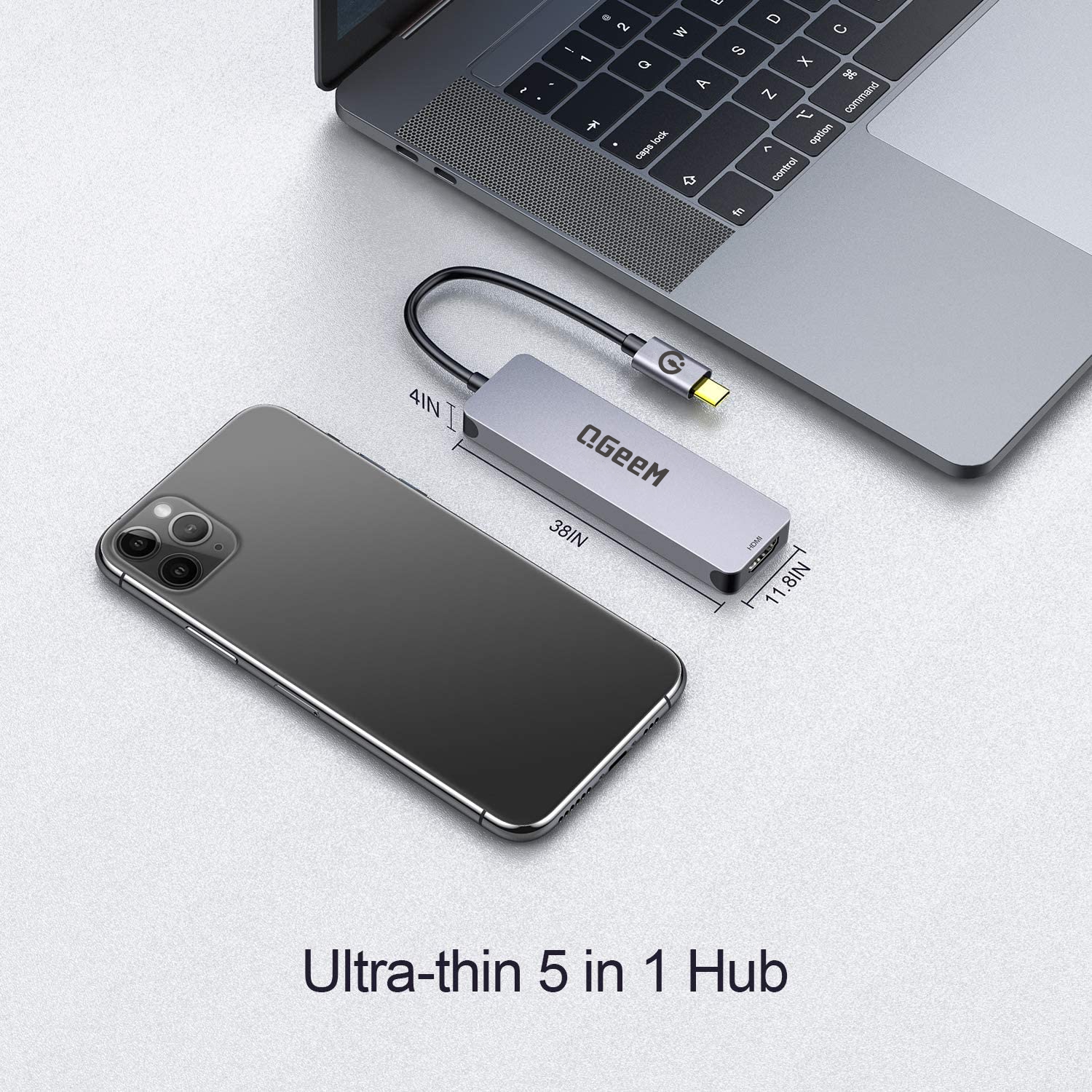 Bộ Hub QGeeM đa năng 5 trong 1 dành cho MacBook Pro 13/15 Surface Go, USB C Adapter - Hàng chính hãng