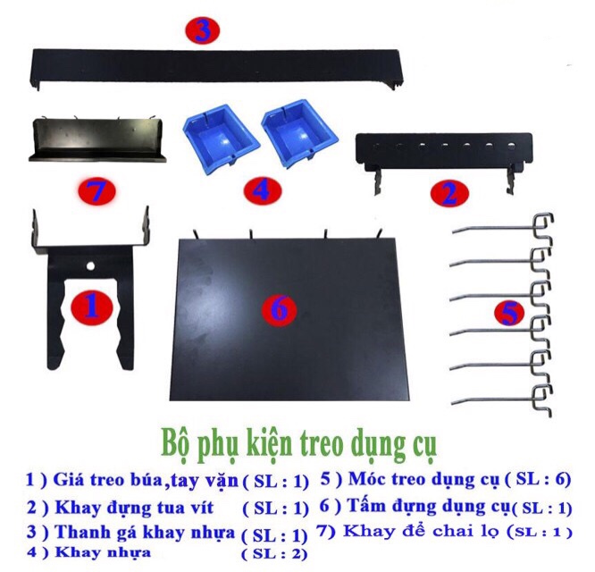 Bộ phụ kiện treo kệ pegboard chuyên dụng