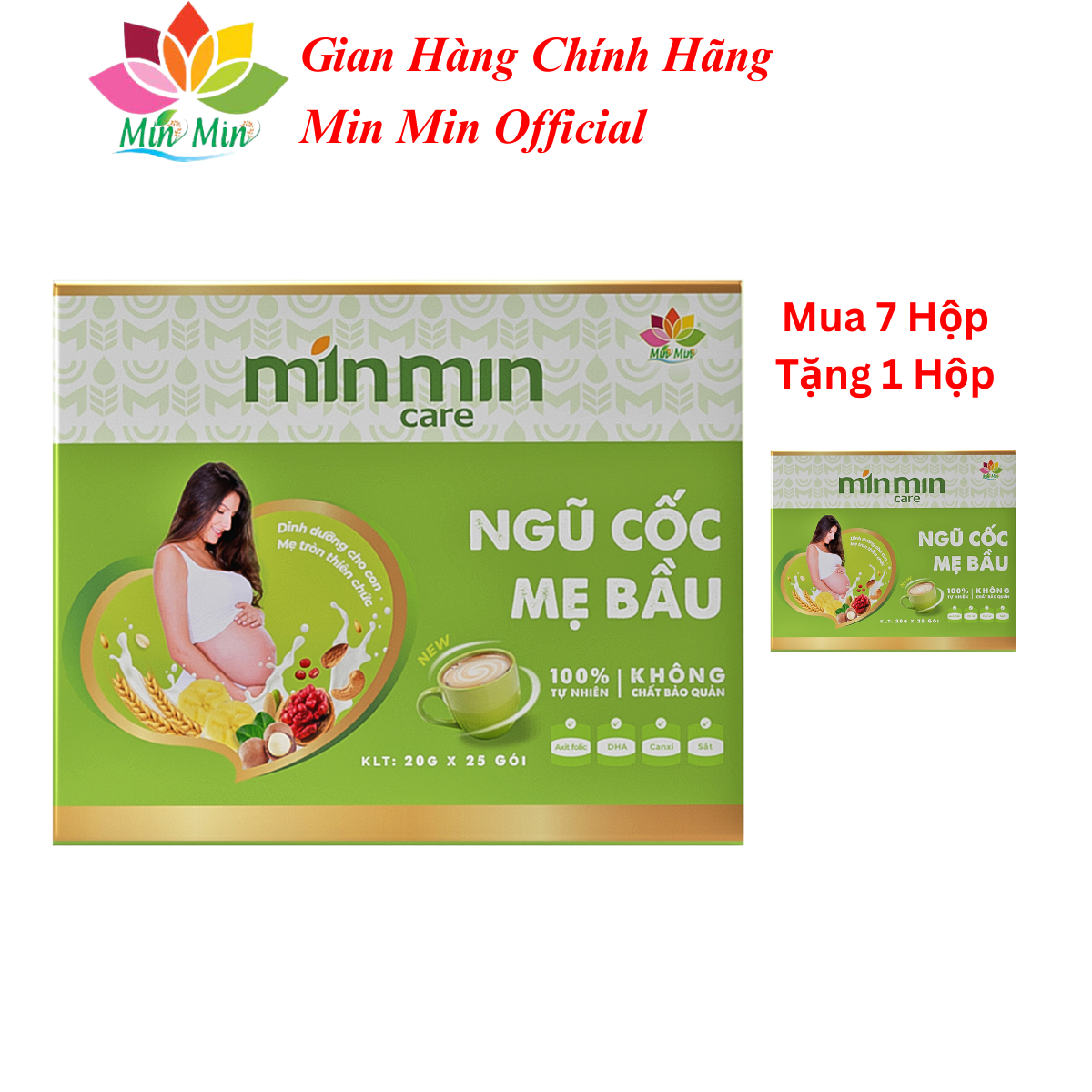 [COMBO 2 Hộp 1KG] Ngũ Cốc Mẹ Bầu Min Min Care  - Ngũ Cốc Min Min Dinh Dưỡng Cho Mẹ Bầu 1 Hộp 25 gói 20gram