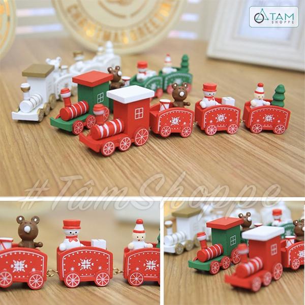 Mô hình đoàn tàu xe lửa Giáng sinh 3 toa hộc thoại D20cm