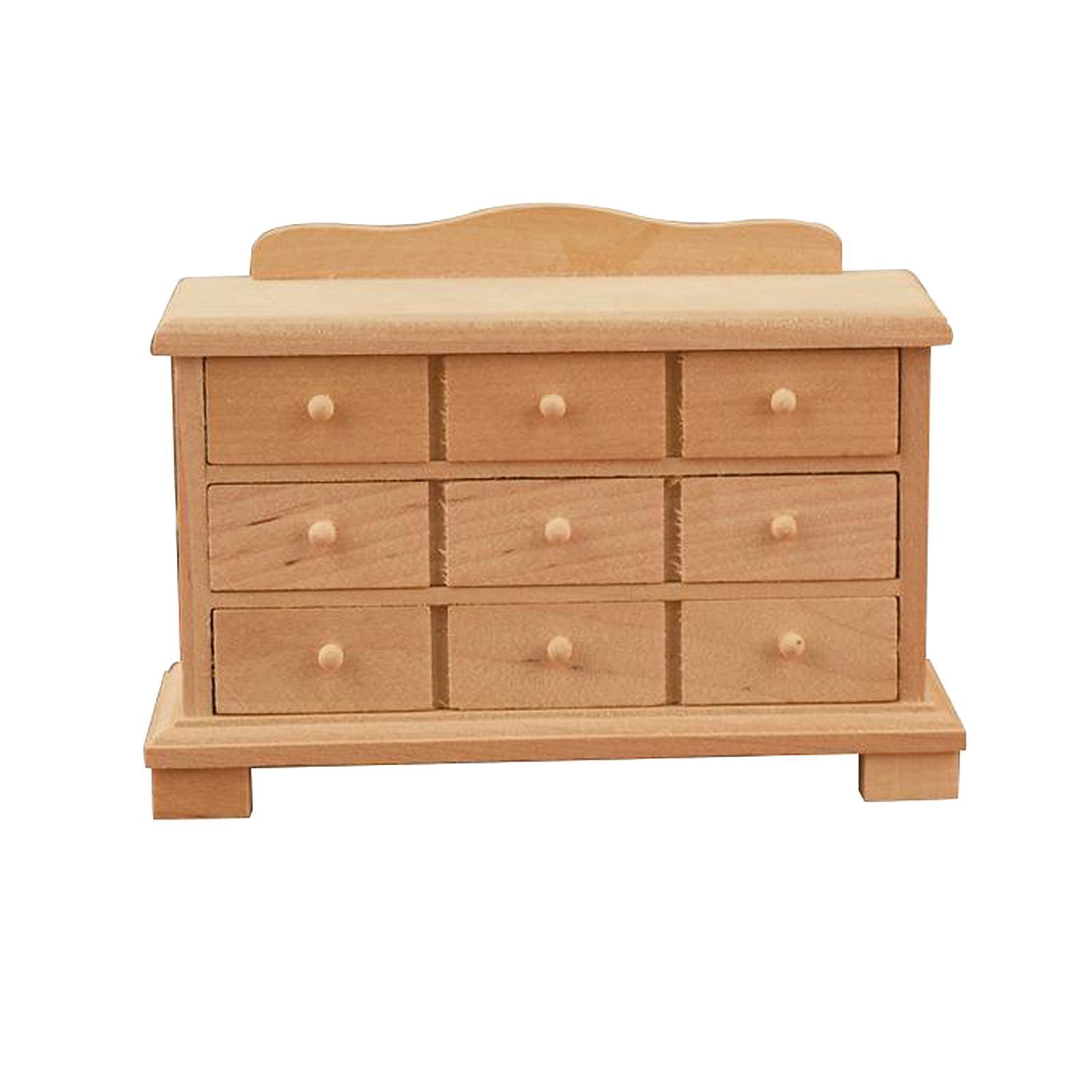 1/12 Doll House Wood Cabinet Model Baby Doll Living Room Scenery Ornaments