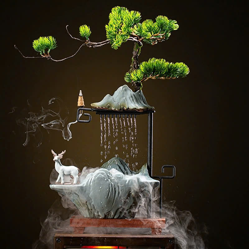 Thác Nước Phong Thủy Tùng Hươu Xông Trầm Phun Sương Tiểu Cảnh Trang Trí Nhà Hút Tài Lộc Quà Tặng Tân Gia Cao Cấp