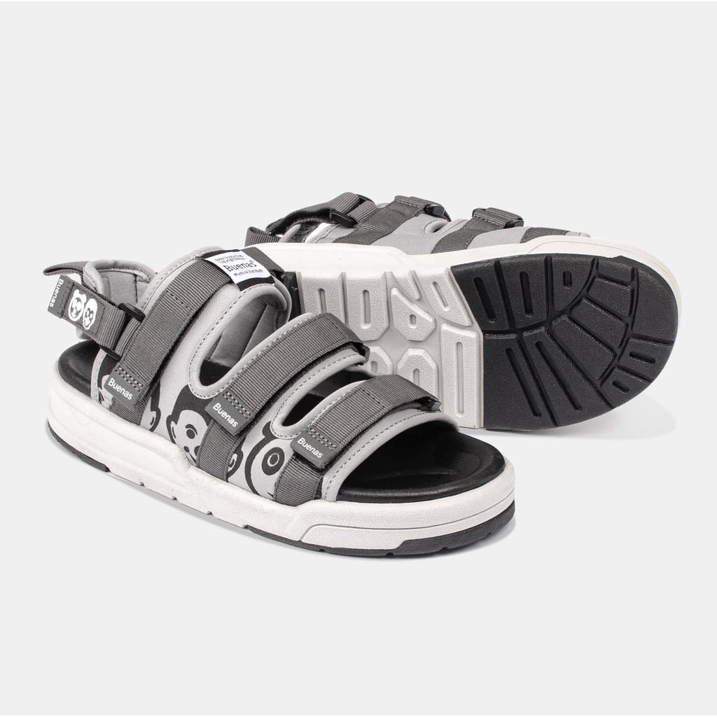 Giày sandal nam nữ unisex đi học quai ngang Buenas Sport SD6868 ghi đế cao 3 phân