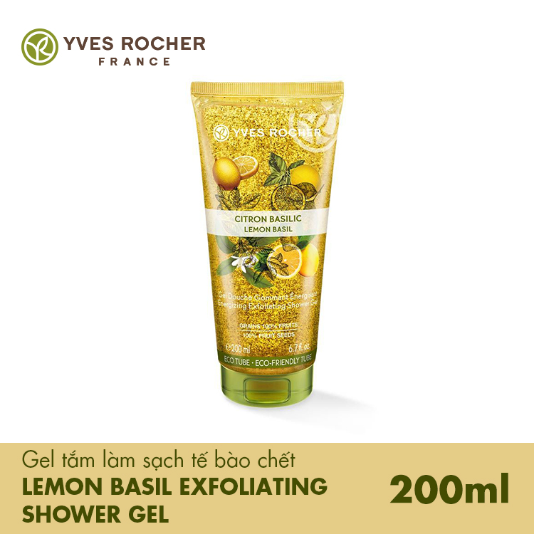 Gel Tắm Làm Sạch Tế Bào Chết Yves Rocher Lemon Basil Exfoliating Shower Gel 200ml