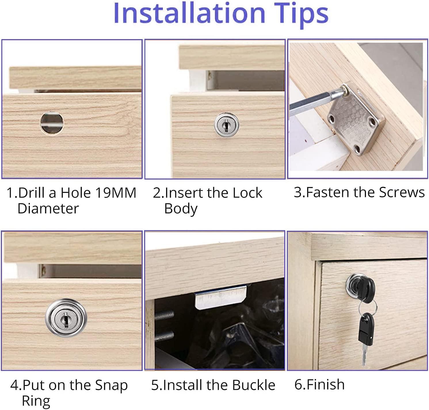 Cam Lock Khóa tủ an toàn bằng chìa khóa - Các loại khóa khác nhau dành cho tủ, hộp thư, ngăn kéo, gia đình, văn phòng