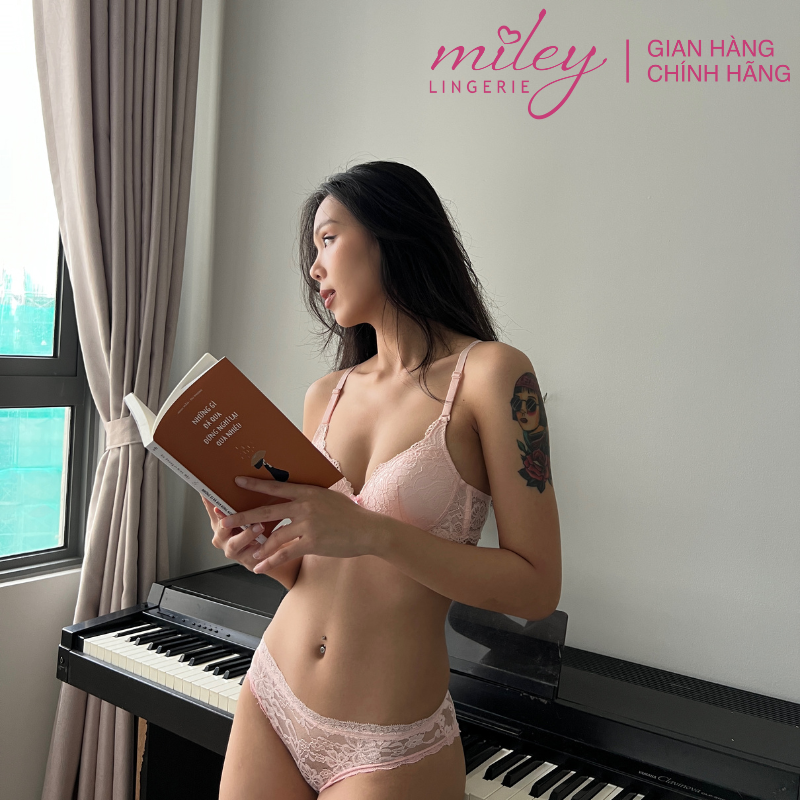 Áo Ngực Nữ Không Gọng Full Ren Miley Lingerie - Hồng