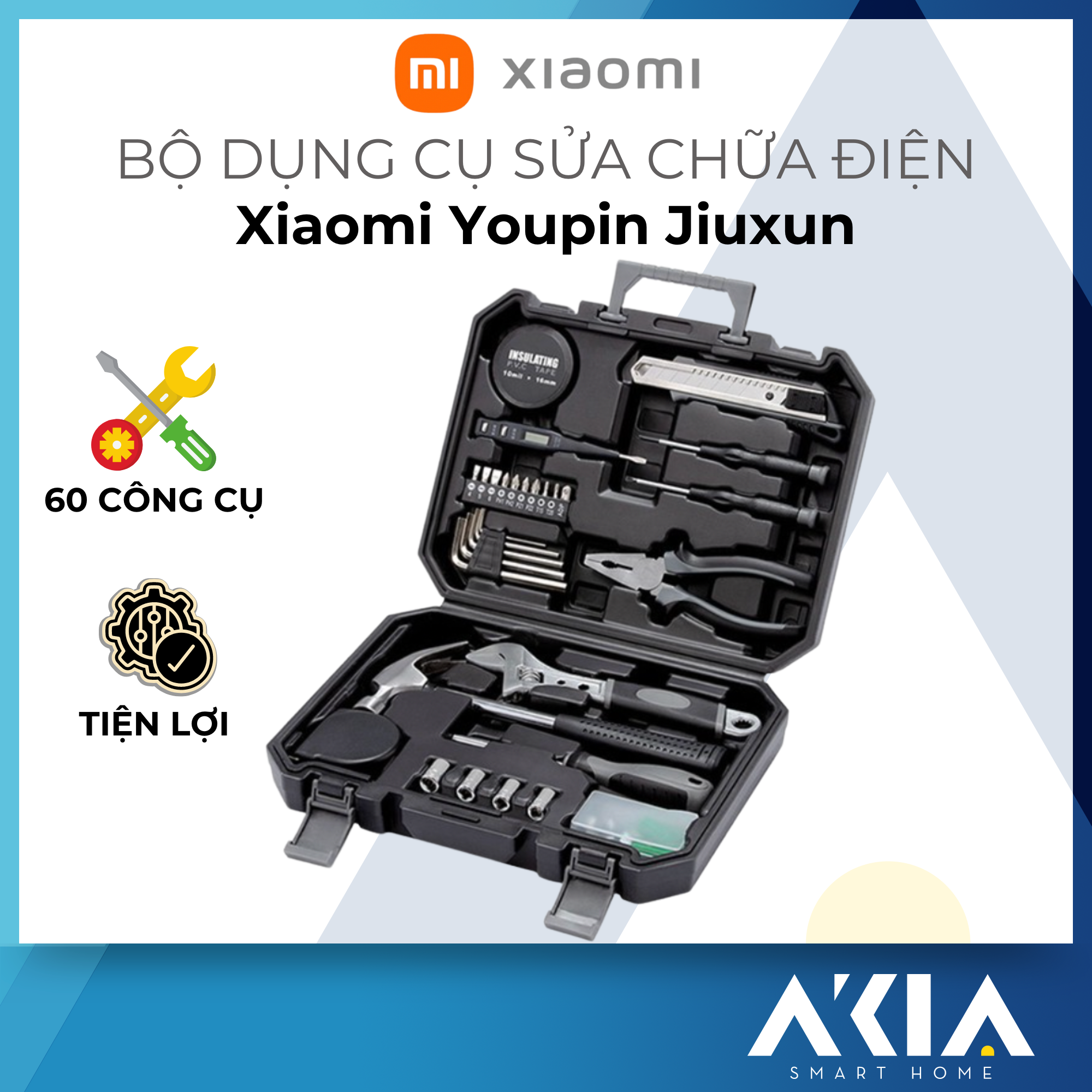 Bộ dụng cụ sửa chữa đa năng 60 món JIUXUN TOOLS - Hộp dụng cụ dùng cho gia đình, tiện lợi, nhỏ gọn - Hàng chính hãng