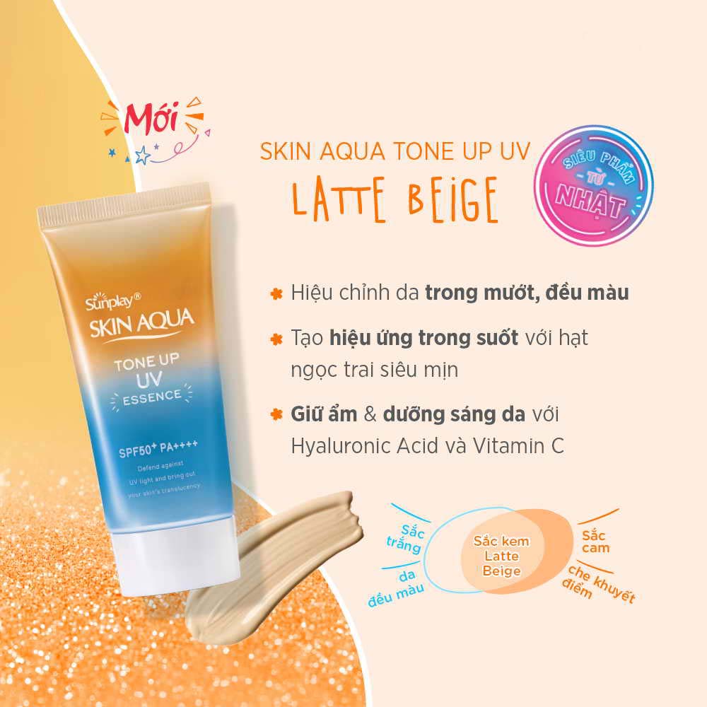 Tinh Chất Chống Nắng Sunplay Skin Aqua Hiệu Chỉnh Sắc Da Tone Up UV Latte Beige SPF50+ PA++++ 50g