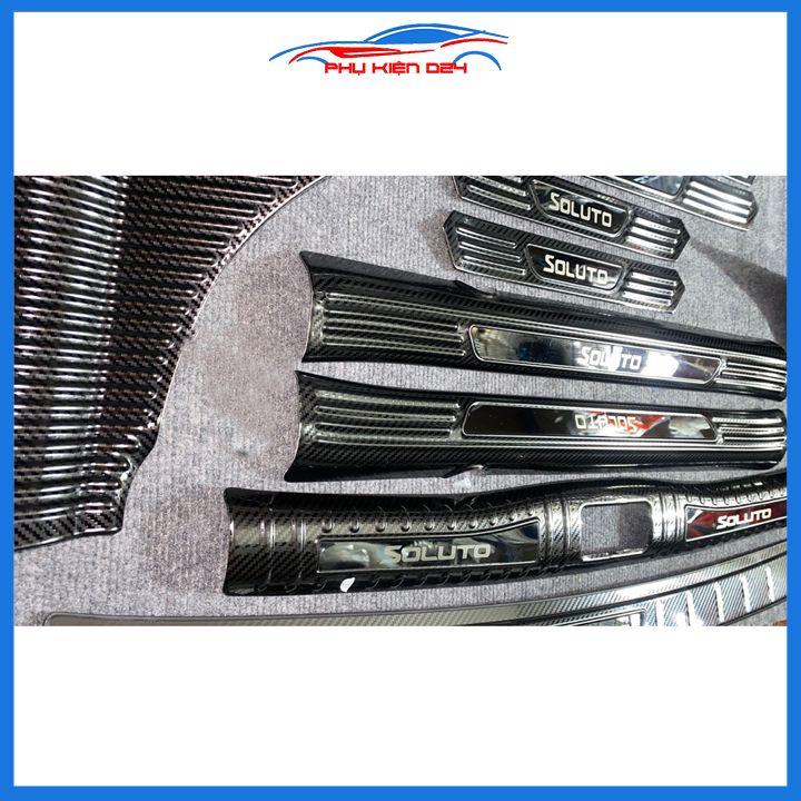 Bộ nẹp bước chân trong ngoài vân Cacbon xe Soluto 2019-2020-2021 chống trầy làm đẹp ô tô