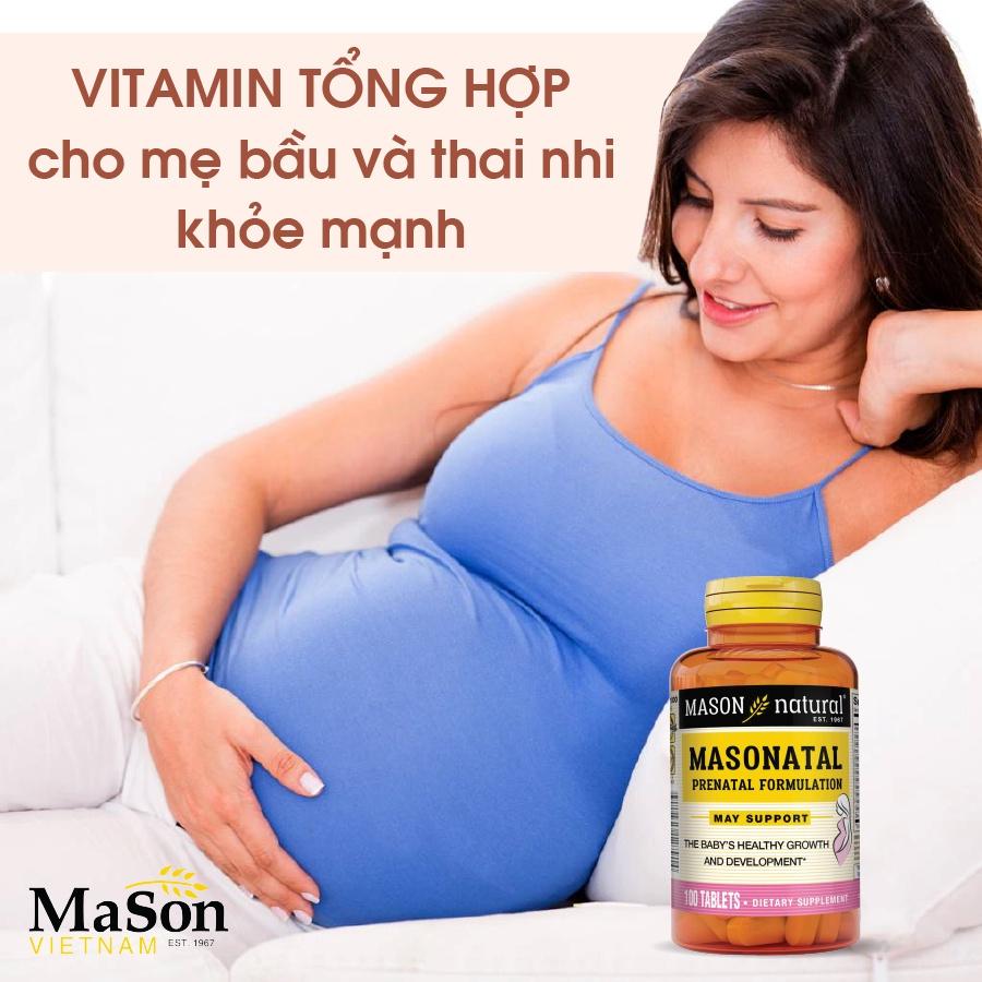 Viên uống bổ sung vitamin tổng hợp cho phụ nữ mang thai và cho con bú Mason Natural Masonatal Prenatal Formulation