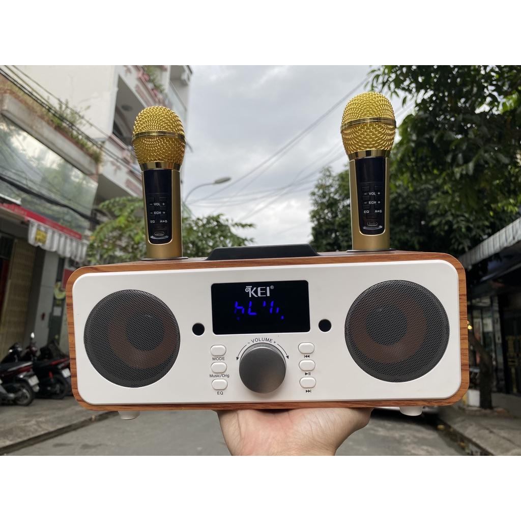Loa karaoke bluetooth KEI K06 - Tặng kèm 2 micro không dây có màn hình LCD - Sạc pin ngay trên micro - Chỉnh EQ, echo