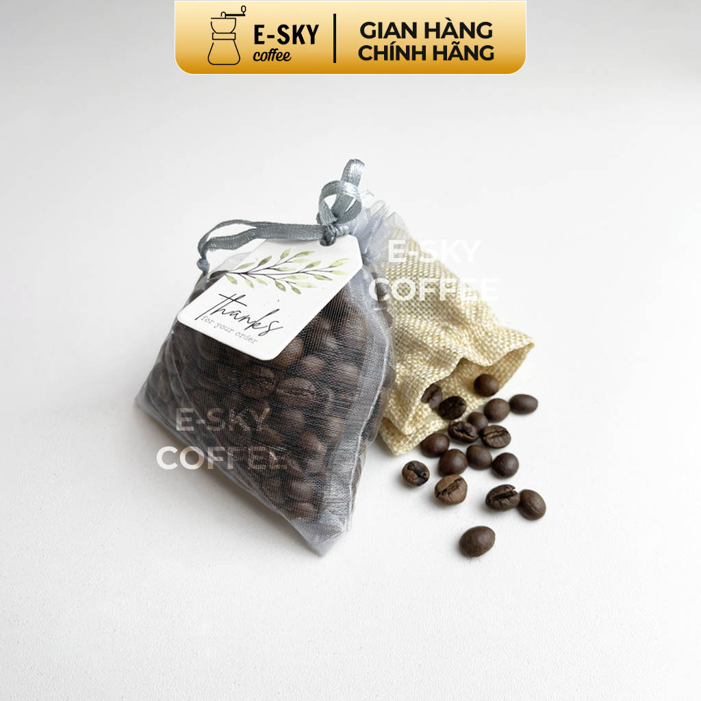 Túi Thơm Cà Phê E-Sky Coffee Khử Mùi Ô Tô, Tủ Lạnh, Tủ Quần Áo, Văn Phòng Vải Bố Lanh 20gr