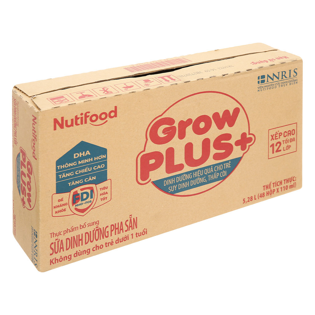 4 Thùng Sữa Bột Pha Sẵn GrowPLUS+ Đỏ 110ml Suy Dinh Dưỡng (48 Hộp x 110ml)