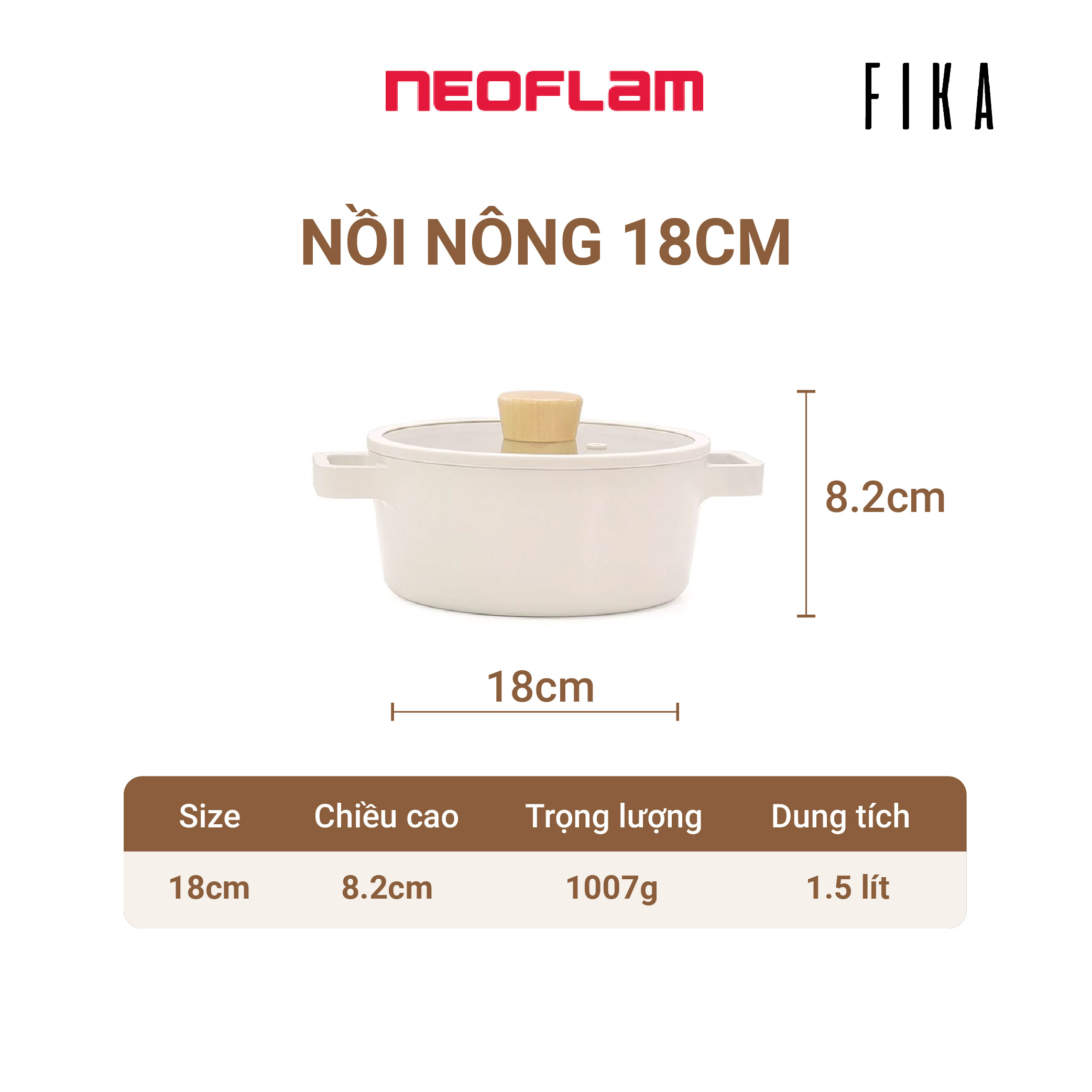 Hàng chính hãng Nồi cỡ nhỏ Neoflam Fika 18cm, dung tích 1.5L, trọng lượng 1kg. Made in Korea, Hàng có sẵn giao ngay Hàng chính hãng Nồi cỡ nhỏ Neoflam Fika 18cm, dung tích 1.5L, trọng lượng 1kg. Made in Korea, Hàng có sẵn giao ngay