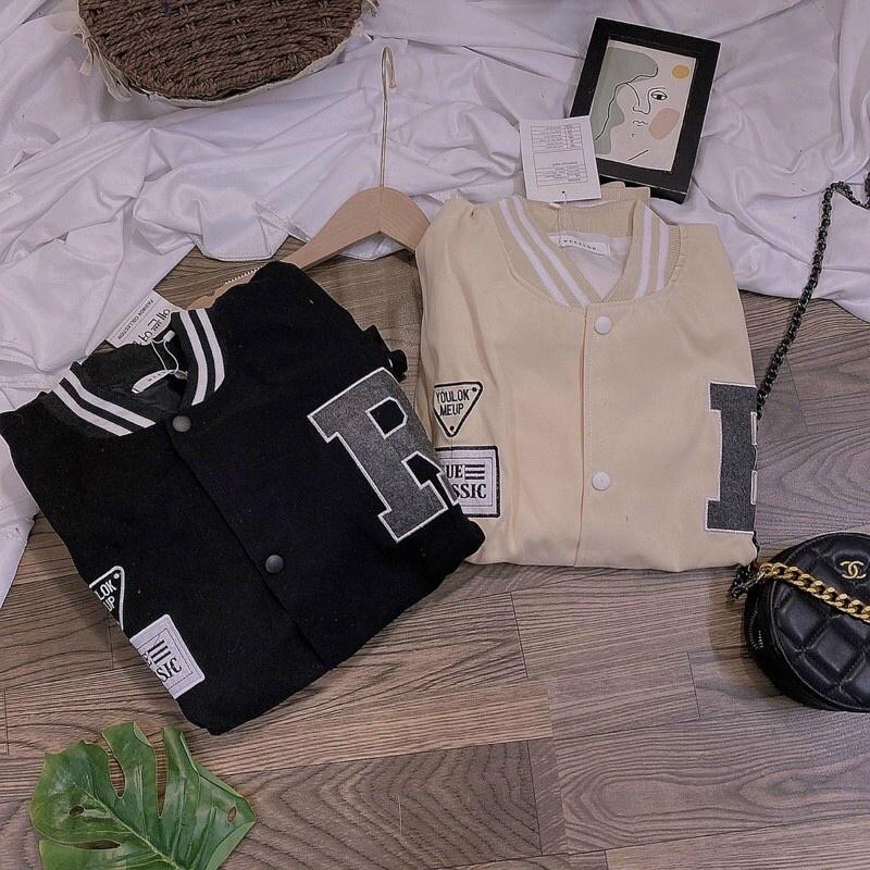 Áo Khoác bomber nỉ chữ thêu R cao cấp chống nắng nam nữ Unisex 2 lớp freesize dưới 60kg