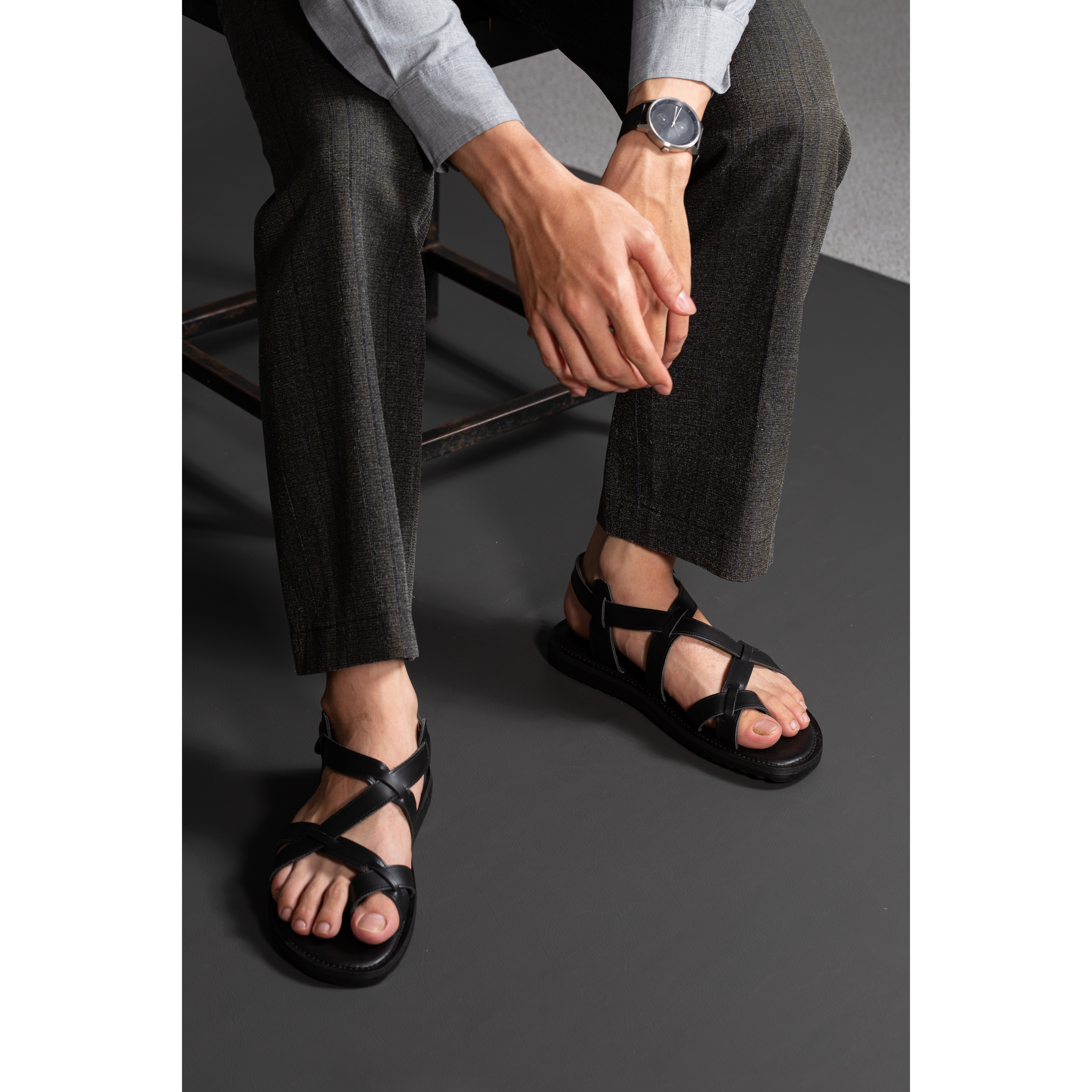 GIÀY SANDAL NAM STEELER - S6 BLACK NEW