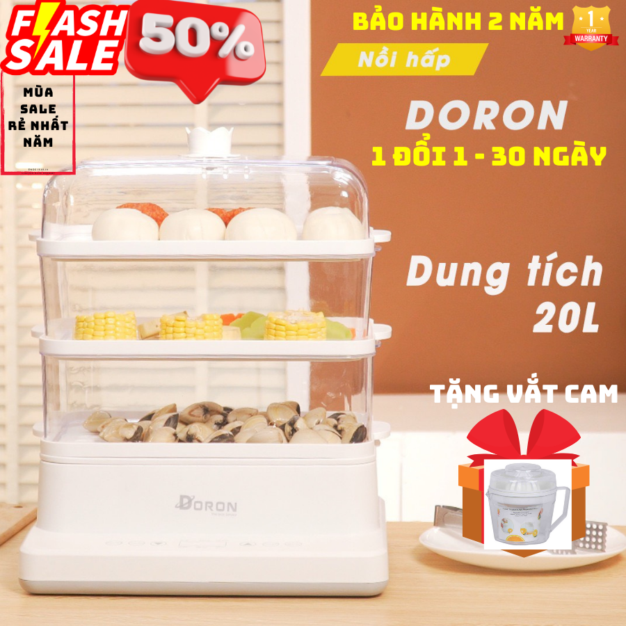 Nồi Hấp 3 Tầng Đa Năng DR-209, Cài Đặt Sẵn Các Chế Độ Hấp Giữ Nguyên Dinh Dưỡng Của Thực Phẩm