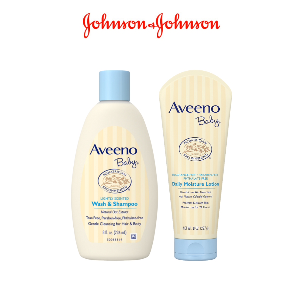 Bộ làm sạch & dưỡng ẩm dành cho em bé da nhạy cảm Aveeno Daily Moisture