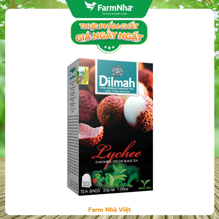 Trà Dilmah Lychee túi lọc 30g 20 túi x 1.5g - Tinh hoa trà Sri Lanka