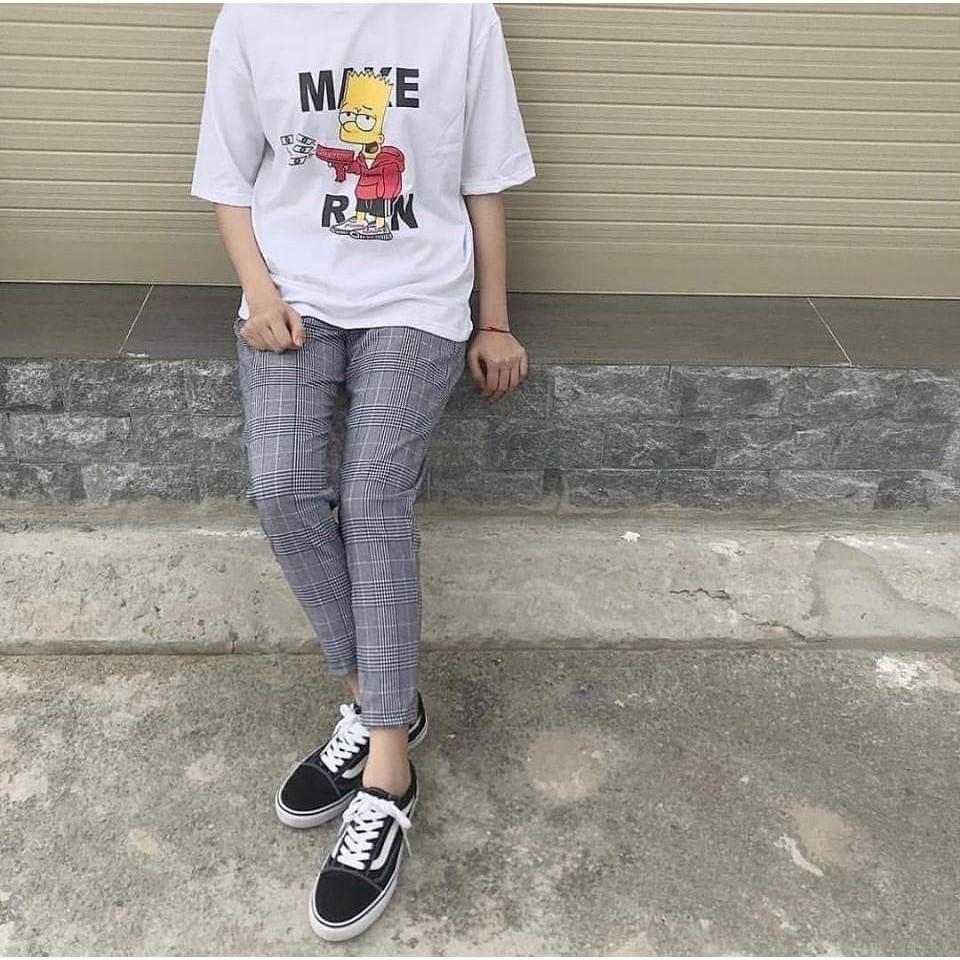 Quần Plaid Pants Caro Xám Trắng - Quần Baggy Caro Xám Đen - quần ca rô xám hottrend ảnh thật