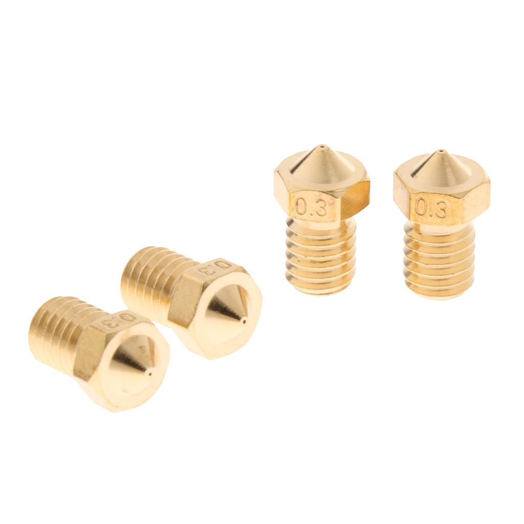 4x 0.3mm Extruder Brass Nozzle Print Head for 1.75mm 3D Printers Accessories