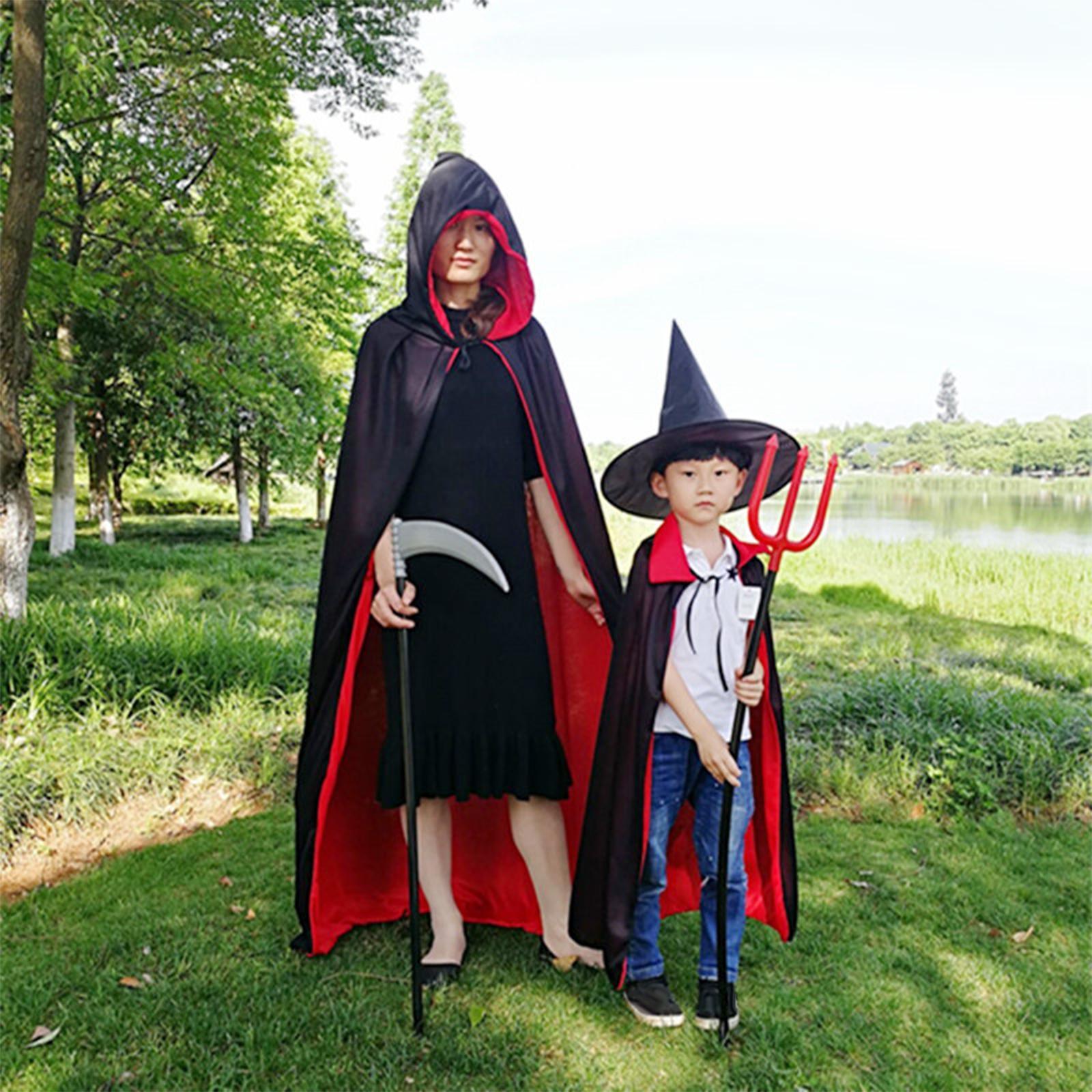 Gothic Halloween Cloak, Wizard 150cm Devil Cape for Women Fancy Dress Adults Unisex
