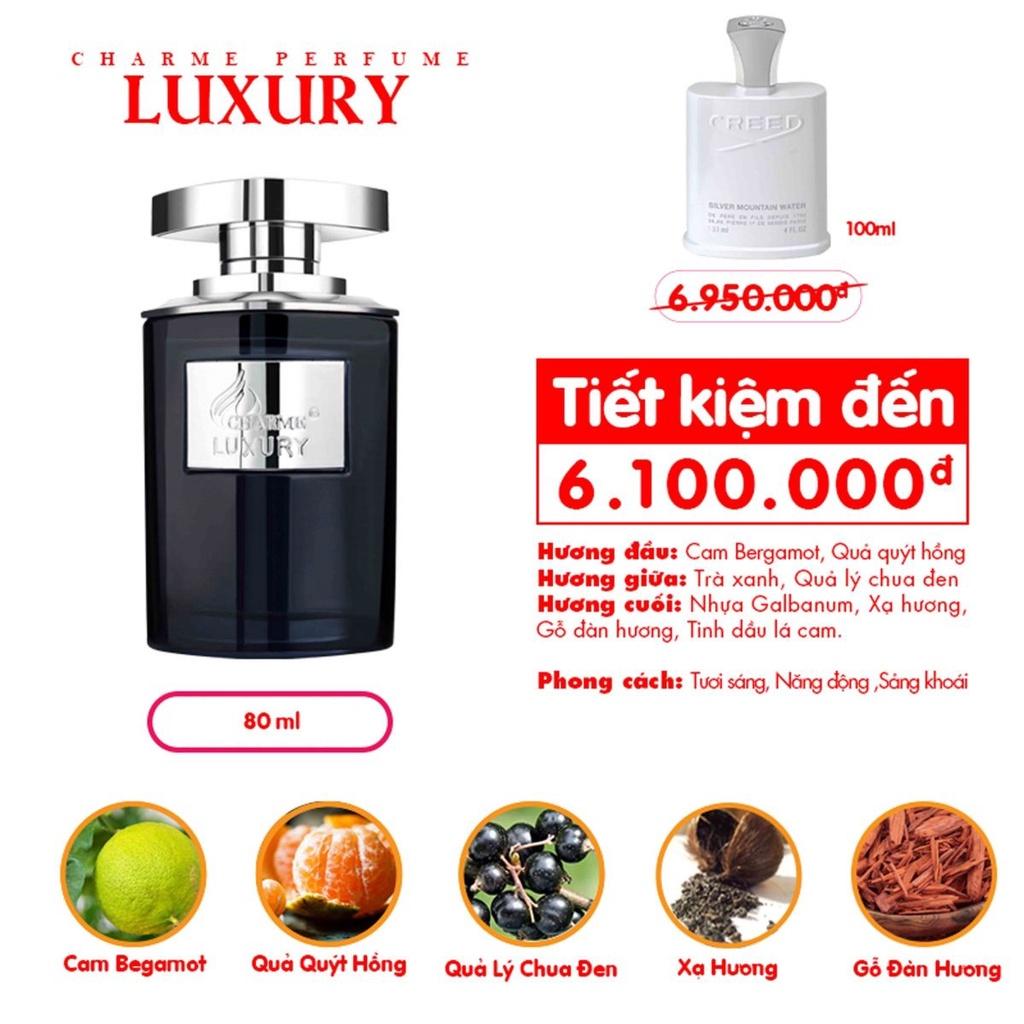 Nước Hoa Nam CHARME LUXURY Hương Mát Lạnh Pha Chút Nồng Ấm 80ml