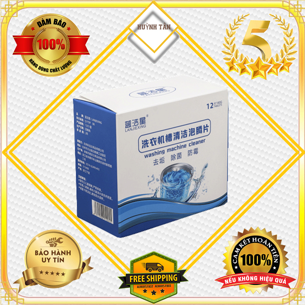 Hộp 12 Viên Tẩy Lồng Máy Giặt Viên Nén công nghệ Thế Hệ Mới - Cho Máy Giặt Cửa Trên Và Cửa Trước Đều Dùng Dược, Viên Tẩy Giúp Vệ Sinh Máy Giặt Khỏi Cặn Bẩn, Khử Mùi Máy Giặt Hiệu Quả