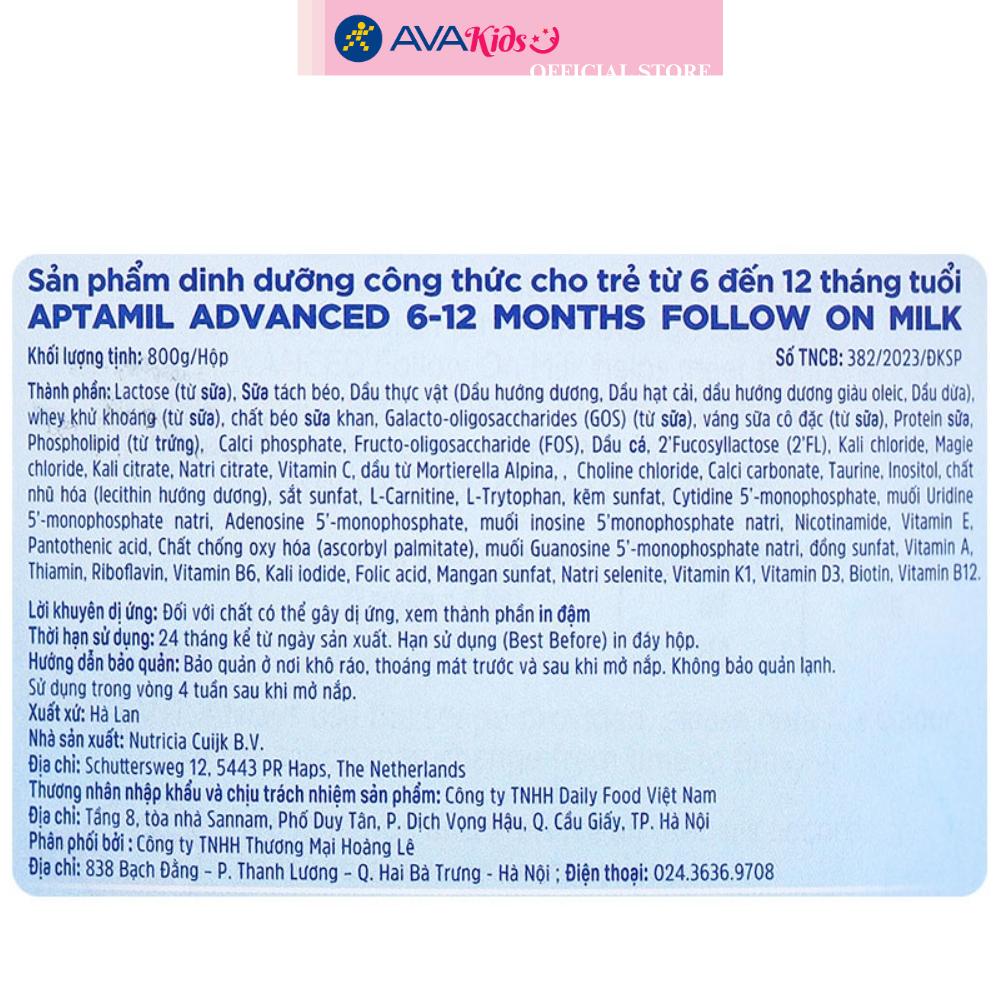 Sữa bột Aptamil Anh Advanced số 2 800g (6 - 12 tháng)
