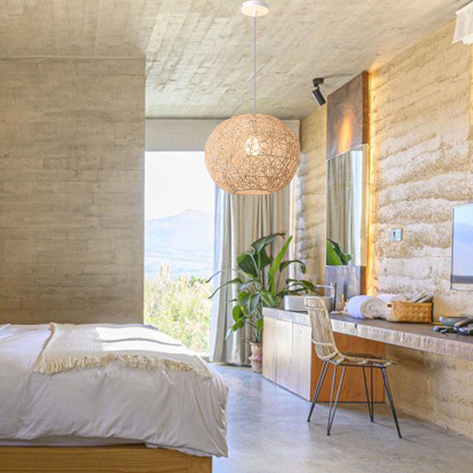 Rustic Style Pendant Light, Ceiling Lighting Hanging Rattan Chandelier for Bar Kitchen