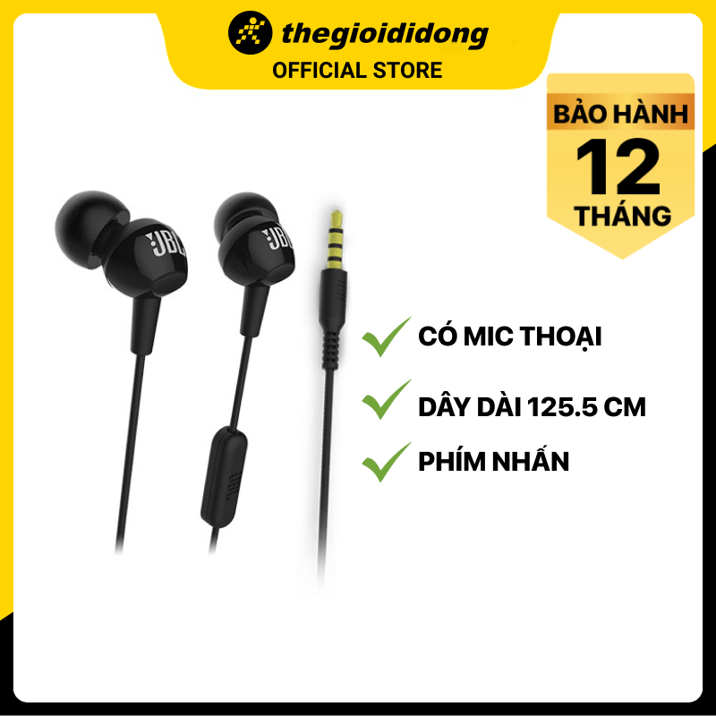 Tai nghe EP JBL C150 Đen - Hàng Chính Hãng