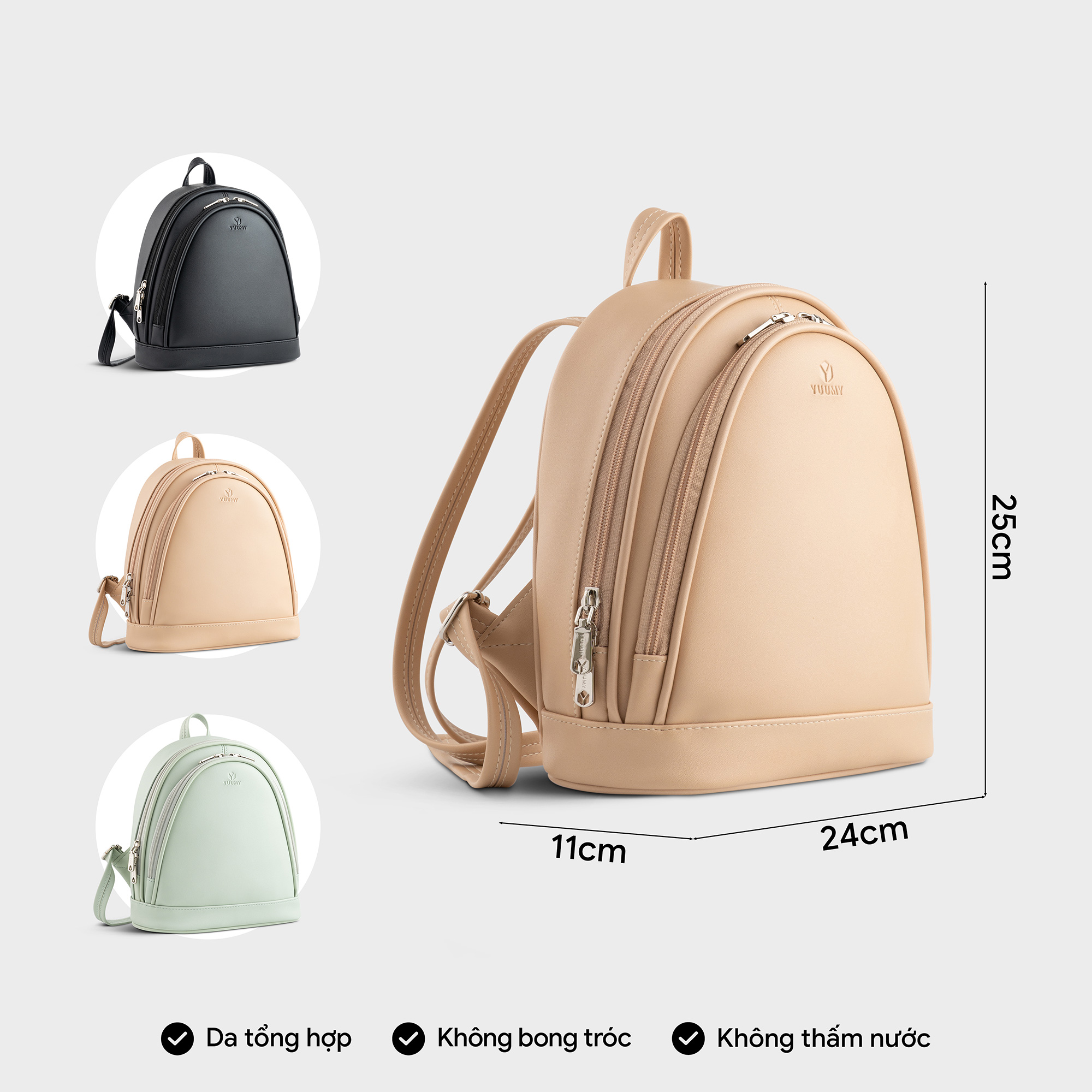 Balo Yuumy ( Thời trang nữ basic cỡ trung - Balo da Seasand YBA99 )