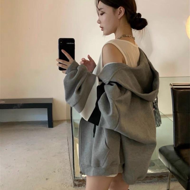 Áo Khoác Hoodie nữ Khoá Kéo form rộng kiểu dáng xinh sắn Hàn bao đẹp TUT124