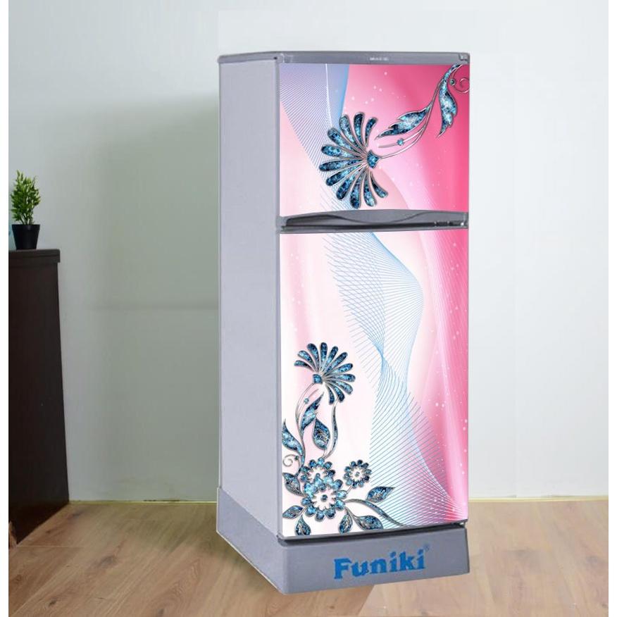 DECAL DÁN TỦ LẠNH MẪU HOA NGỌC XANH ĐẸP - BỀN - SANG