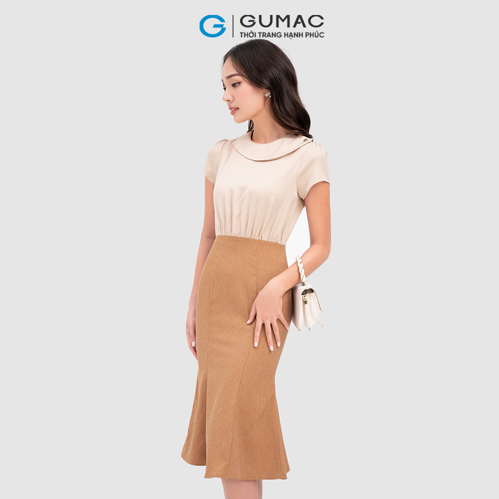 Đầm đuôi cá GUMAC DC11070 phối lụa phong cách