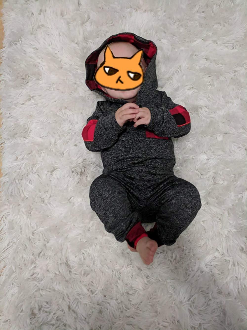 Tập Đi Cho Bé Gái Bé Trai Bộ Quần Áo Dài Tay Kẻ Sọc Đỏ Có Mũ Áo Thun Cổ Áo Có Túi Cách Mặc Quần Áo Cho Trẻ Sơ Sinh Phù Hợp Với