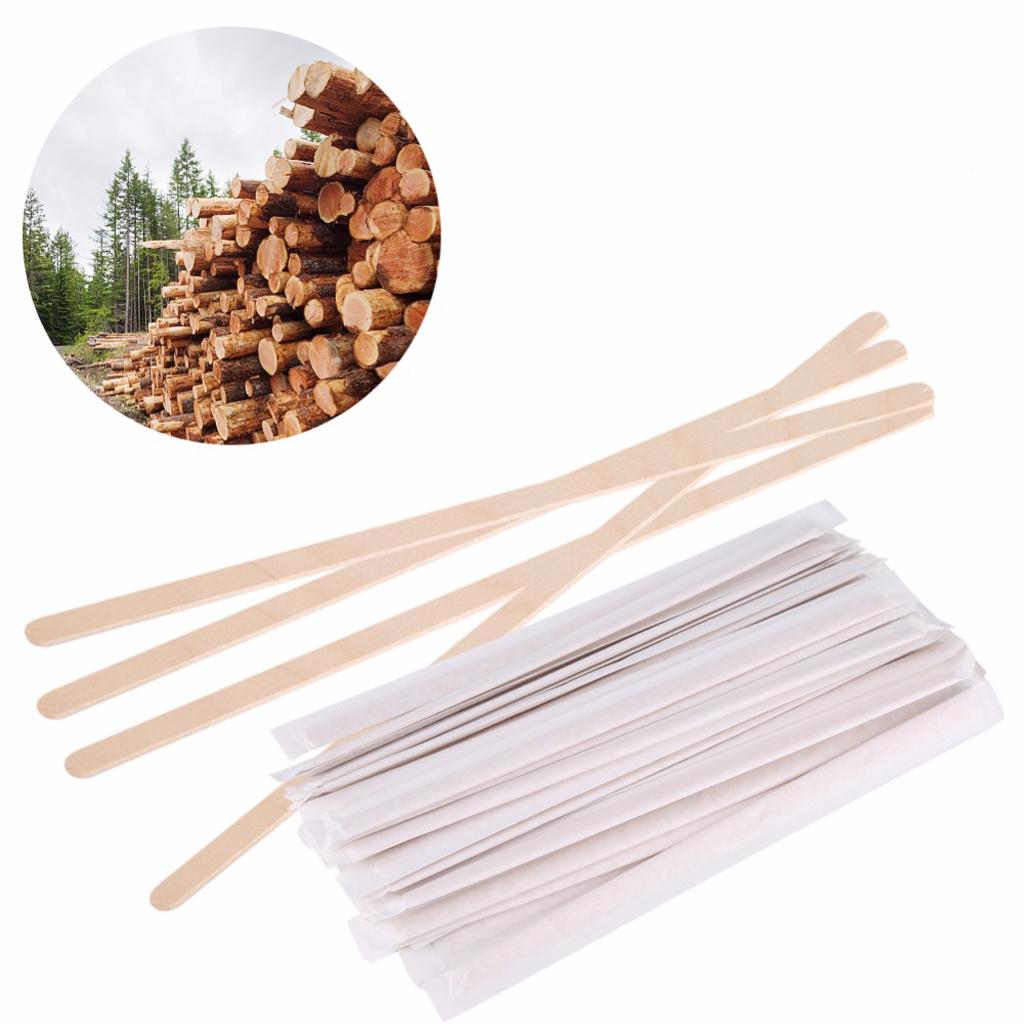 100 Chiếc 140mm Máy Khuấy Cà Phê Bằng Gỗ Dùng Một Lần Cho đồ Uống Nóng Lạnh