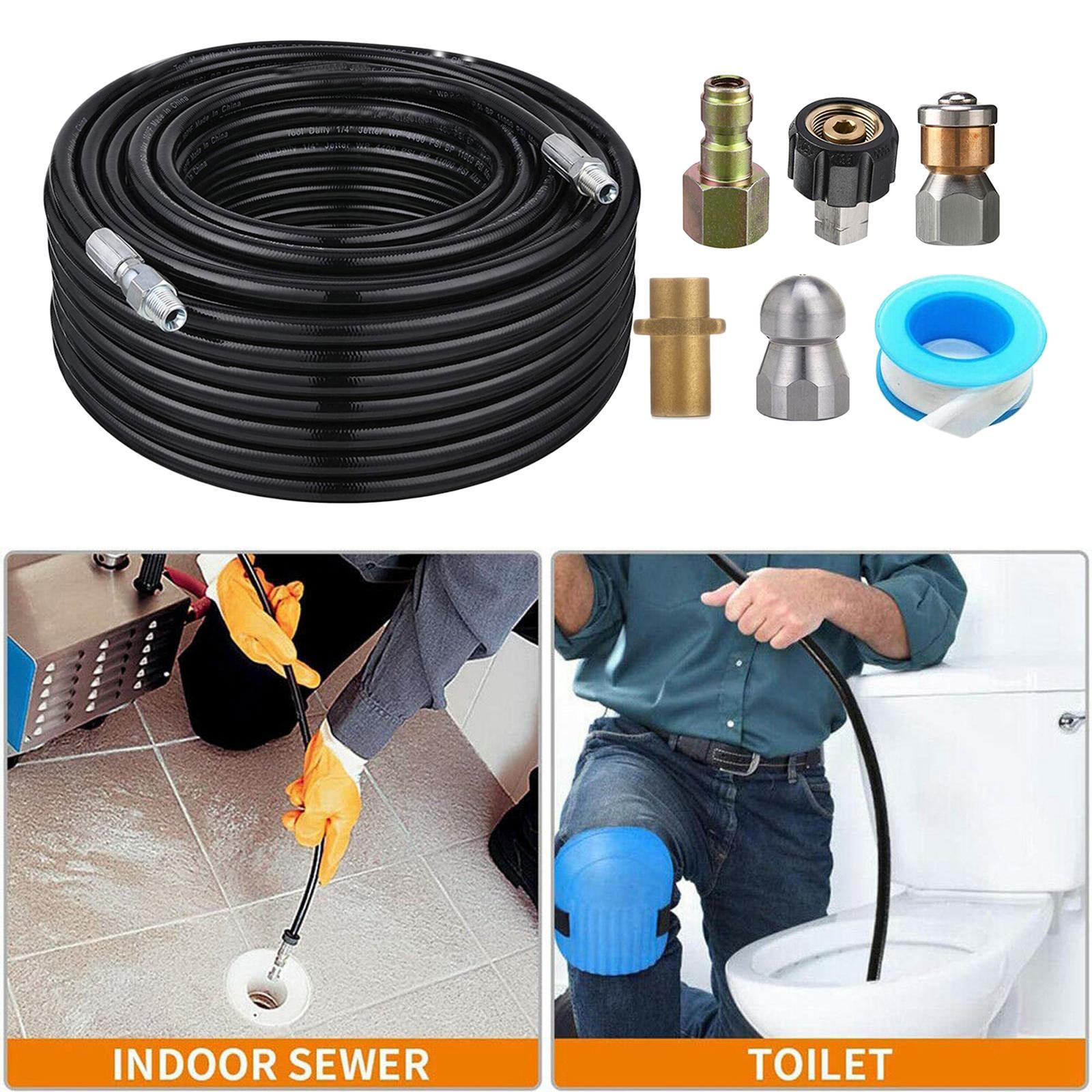 PRESSURE WASHER DRAIN SEWER PIPE CLEANING FLUSH JETTING HOSE NOZZLE