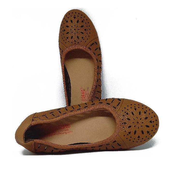 Giày nữ hoa văn Huy Hoàng da bò màu da, đen, nâu đất HT7947-48-49