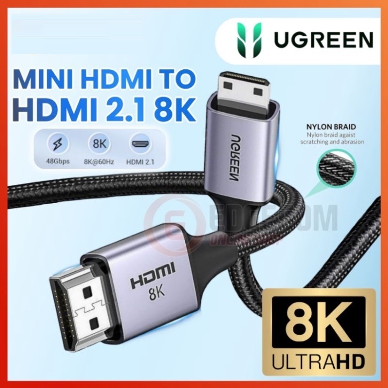 Cáp Mini HDMI to HDMI 8K@60Hz Hỗ trợ Dynamic HDR, eARC Ugreen hàng chính hãng