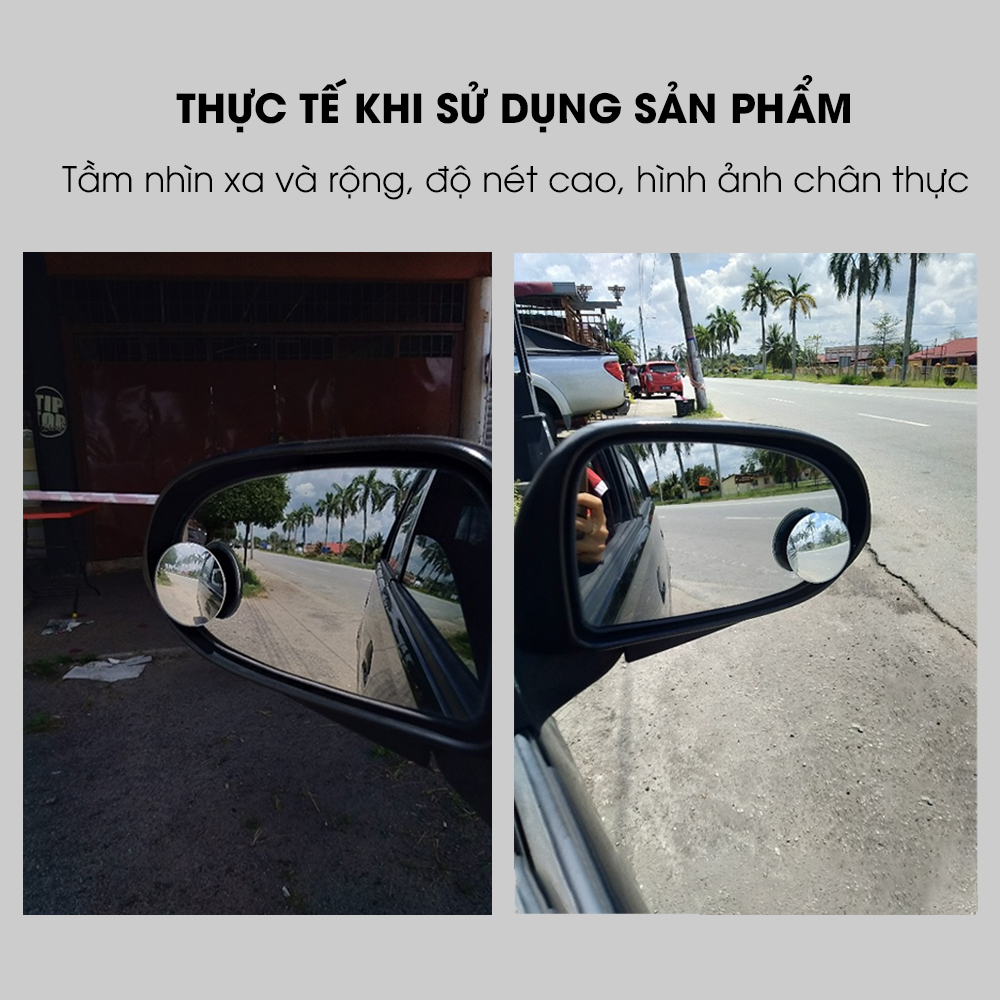 Bộ 2 Gương cầu lồi ô tô Hàng Xuất Khẩu Mỹ, tráng bạc dày công nghệ gương Bỉ TÂM LUÂN Chổi lau tẩm dầu - Hàng chính hãng