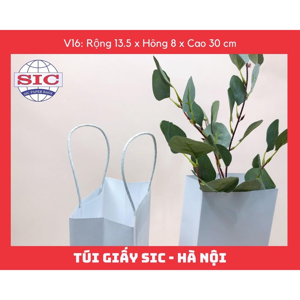 10 CHIẾC TÚI GIẤY KRAFT V16: 13.5x8x33 MÀU TRẮNG CÓ QUAI ( ẢNH THẬT)